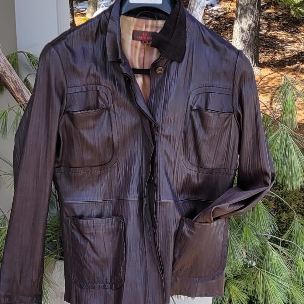 DANIER woman leather jacket, size L (more like M),  brown